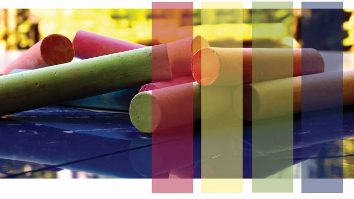Colorful image of chalk and color bars.