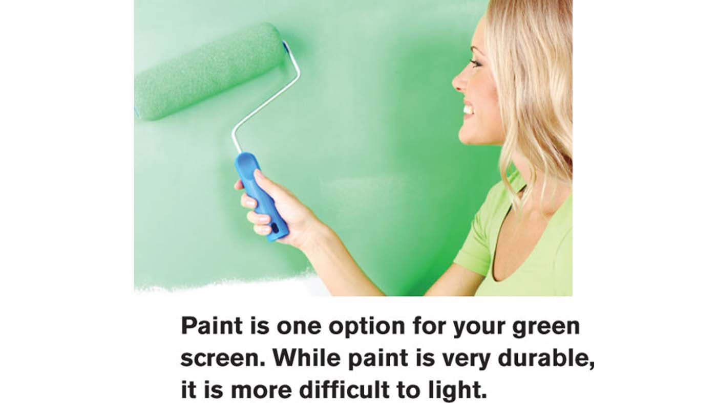 Woman painting a green screen
