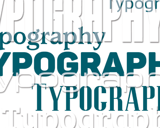 The word "typography" depicted in multiple fonts.